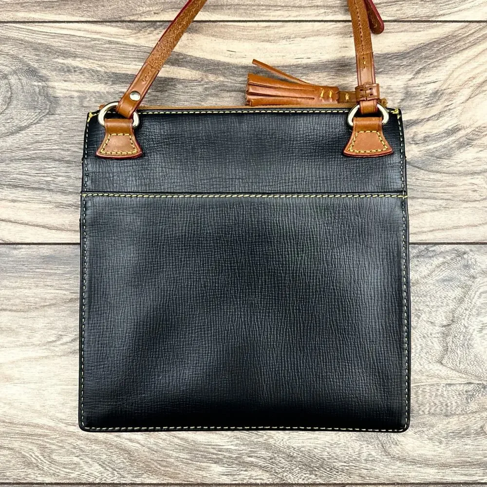 Dooney & Bourke Triple Zip Crossbody Bag Purse Black Leather - Picture 3 of 11